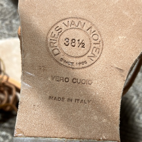 Dries Van Noten wedge Heel Gold and Peach suede Sandals, size 38.5 NEW - Picture 4 of 11